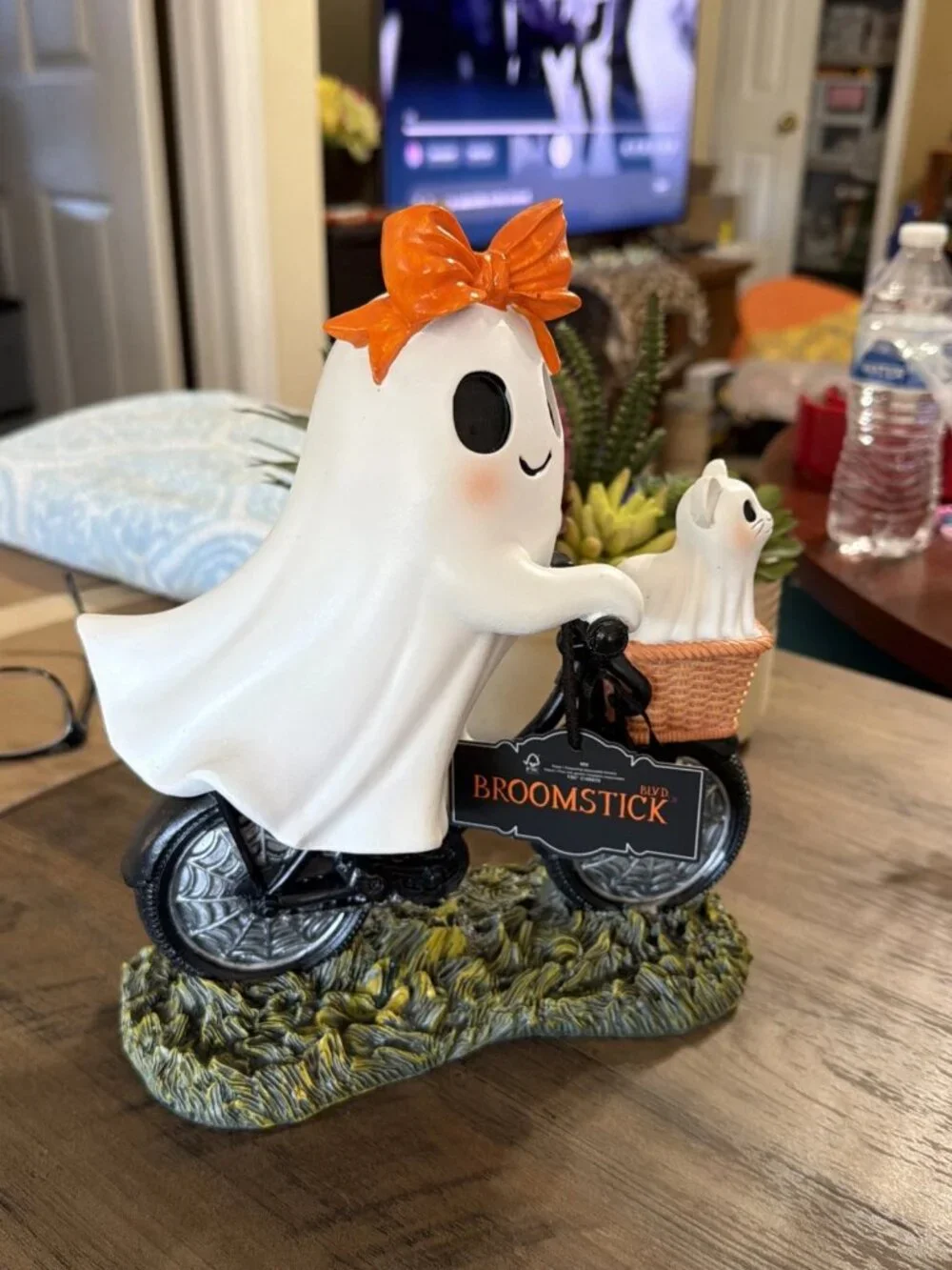 Broomstick BLVD Viral Adorable Ghost Riding A Bicycle With Her Ghost Cat